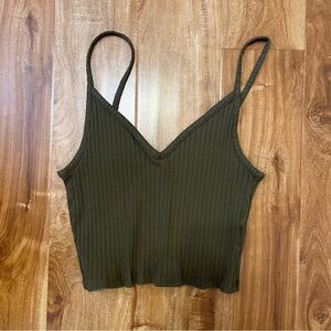 H&M Green Ribbed Crop Camisole Sleeveless
